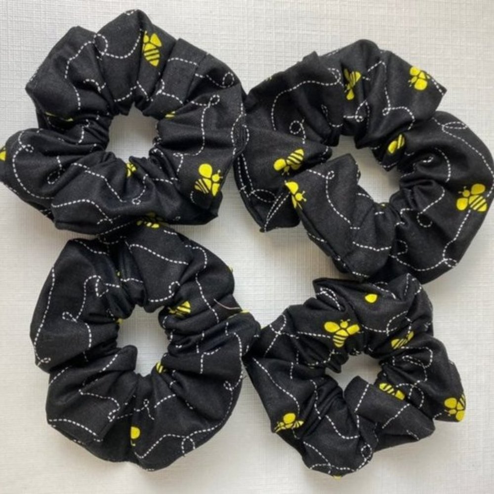 Black & Yellow Bee scrunchies Hair Tie